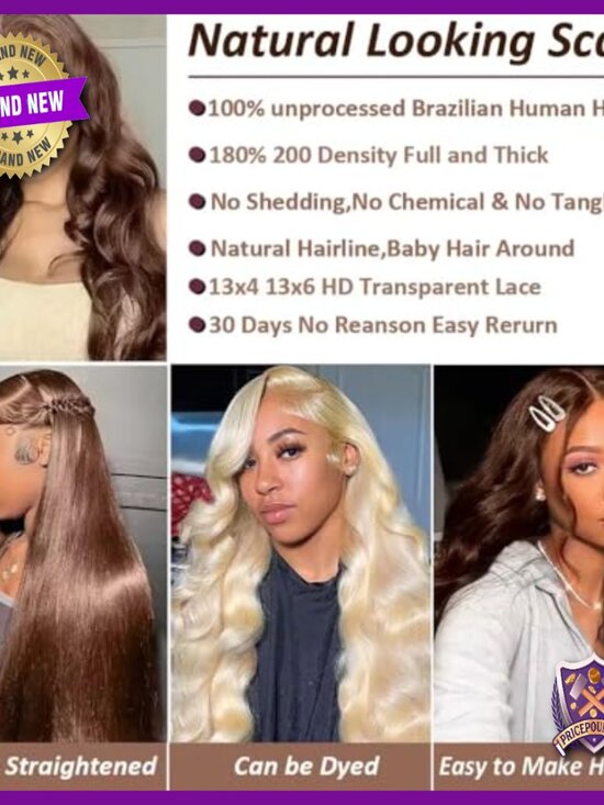 32 Inch Human Hair Lace Front Wig Body Wave Pre Plucked HD Lace main image 4